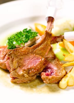 Lamb ribs steak a taste of european food  