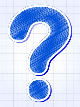 question-mark - blue sign over squared sheet of paper