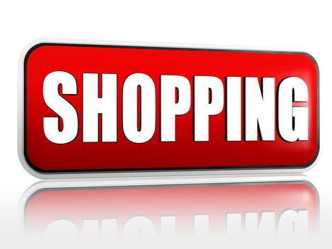 shopping 3d red banner with white text