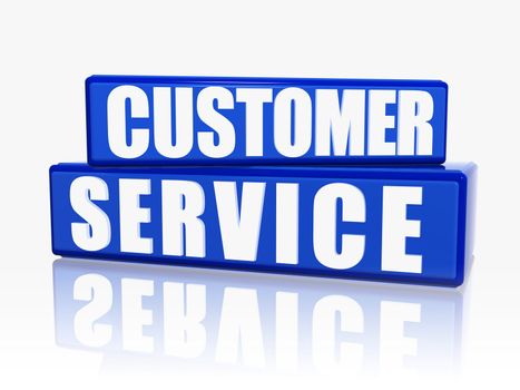 text customer service in 3d blue blocks, business concept