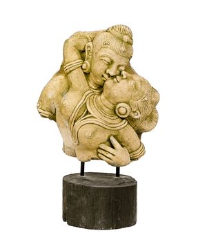 sandstone sculpture telling about there love in the mythology
