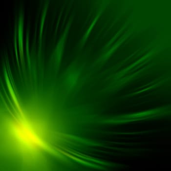 abstract green rays lights over dark background