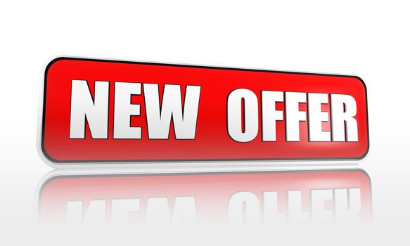 new offer 3d red banner with white text, business concept