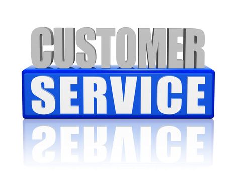 3d color letters and block with text - customer service, business concept