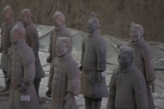 Soldiers of Terracotta Army, in Mausoleum of the First Qin Emperor, an UNESCO world heritage site, in Xian, China