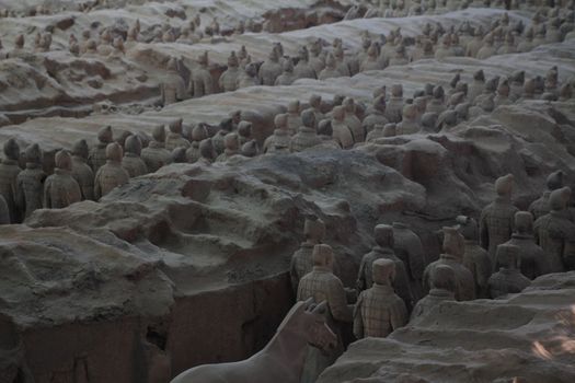 Soldiers of Terracotta Army, in Mausoleum of the First Qin Emperor, an UNESCO world heritage site, in Xian, China
