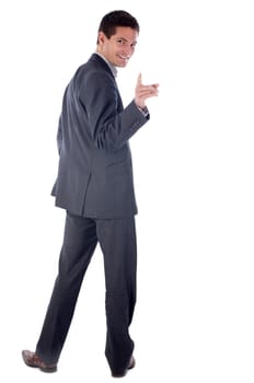 young business man inform  in front of white background