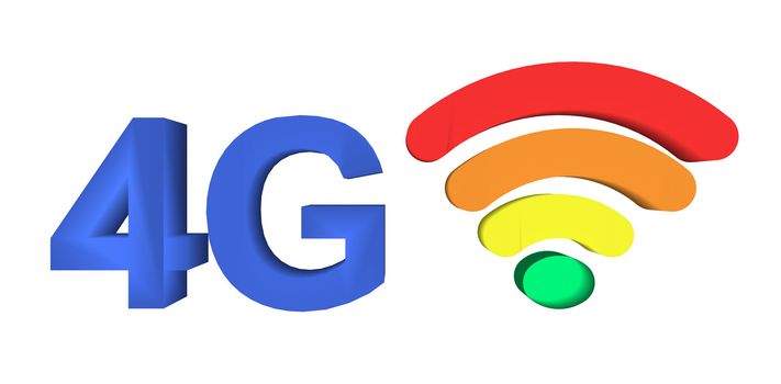 4G and signal symbol on white background