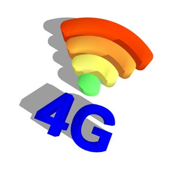4G and signal symbol on white background