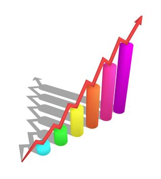 3d bar graph with arrow