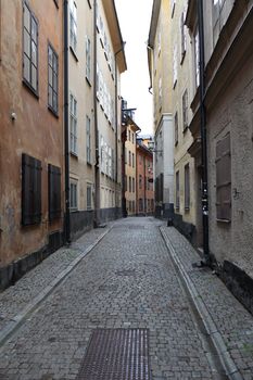 street in old town Stockholm in the autumn