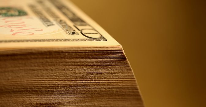 A huge stack of ten dollar bills