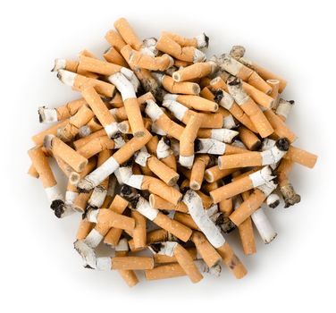 Smoked cigarettes isolated on white background