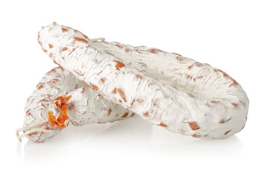 Salami sausage isolated on a white background