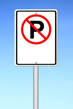 no parking sign blank for text with blue sky