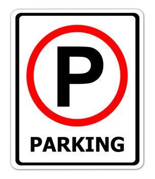 Parking traffic sign on white background