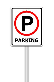 parking traffic sign on white background