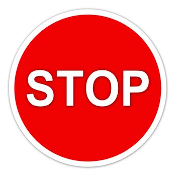 stop sign on white