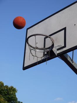 basketball sport and an outdoor basketball hoop