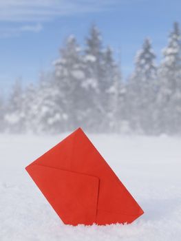 santa claus letter outside in the snow