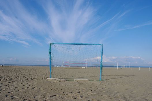 Goal at the beach at summer time
