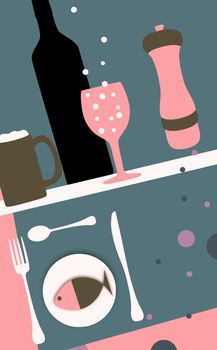 Abstract Illustration of food and drink