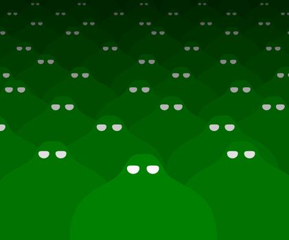 Illustration of lots of green Aliens