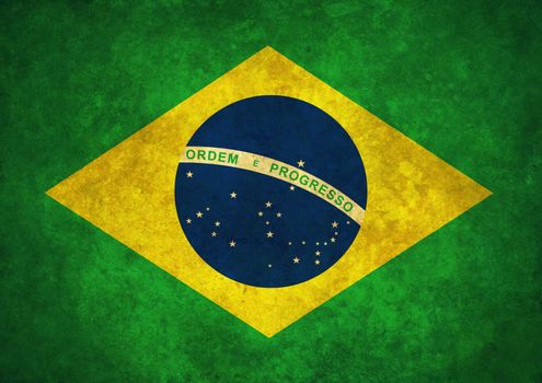 Illustration of a worn Brazilian flag