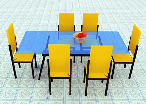 Table and chairs in kitchen