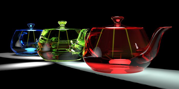 Three teapots in RGB