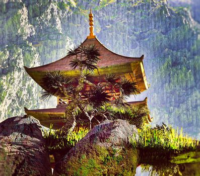 Zen buddhist temple in the mountains