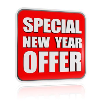 special New Year offer 3d red banner with white text, business concept