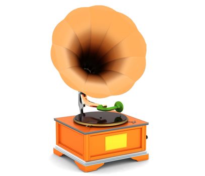 Vintage gramophone isolated