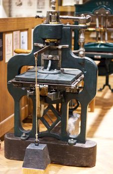 An old offset printing machine in Technical Museum in Prague, Czech Republic