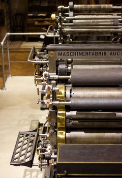 An old offset printing machine in Technical Museum in Prague, Czech Republic