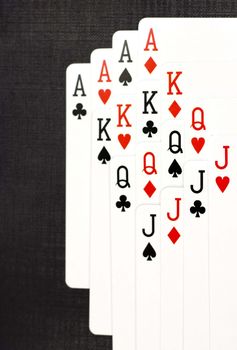 Playing cards on a black background