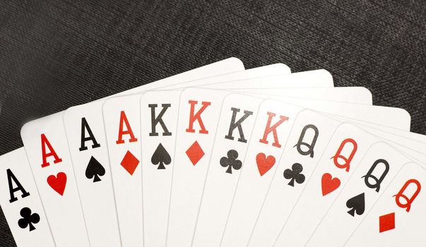 Playing cards on a black background