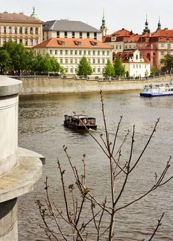 View of an Old town of Prague and the Vltava River. Czech Republic
