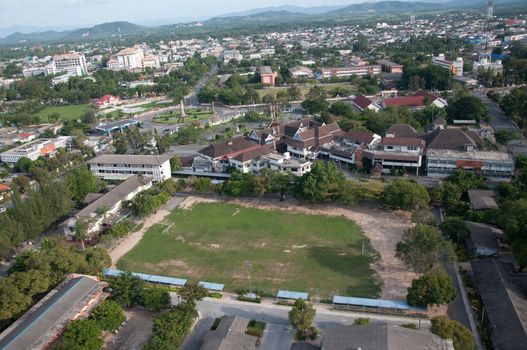 football field in school of yala, thailand - aerial view