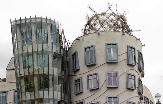 View of a part of a Dancing House in Prague. Czech Republic