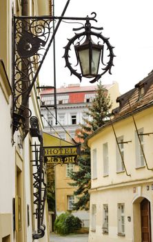 View of a street in Prague. Czech Republic