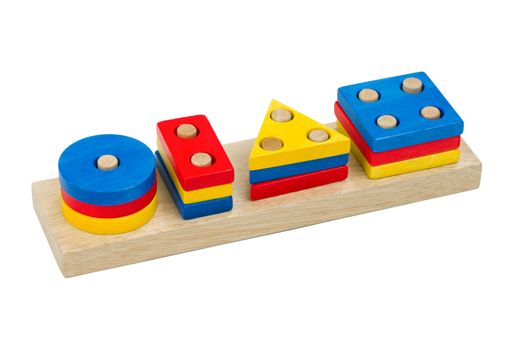 Colorful domino wooden toys isolated on white