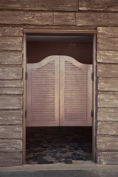 old wood doors of old western building