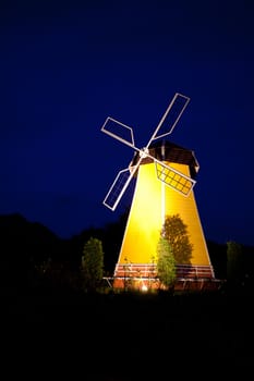 Windmill at night in Pai Maehongson ,Thailand