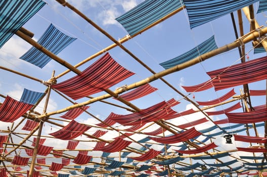 It's a colorful fabric roof.