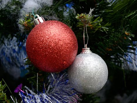 Christmas ball hanging on christmas tree, Christmas concept