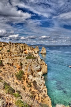 Rocky coast of Portugal in HDR