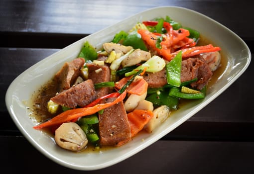 Vegetarian lamp fried with oil and black pepper, Vegetarian food