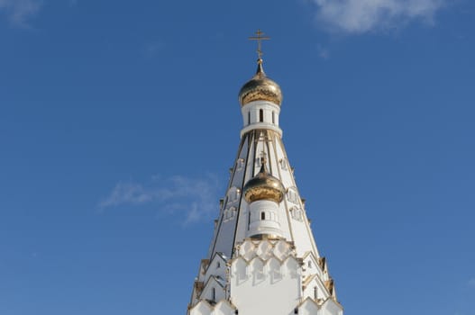 golden domes of orthodox church in Minsk city