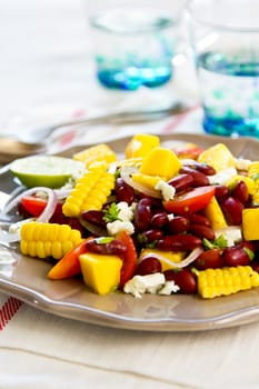 Kidney Beans with  Mango,Sweetcorn and Feta cheese salad